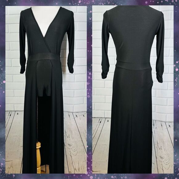 Jasmine Black Long Sleeve Romper with Train - Size Small - Picture 1 of 12